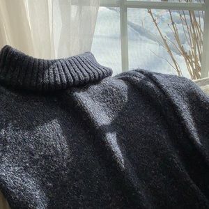 Orb Life Turtleneck Tunic Sweater Pullover - Cowl - Blue - S/P